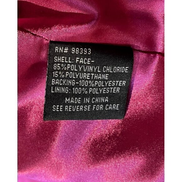 New Pamela McCoy Raspberry Pink Full Zip Pockets Patent Rain Jacket - Picture 7 of 8